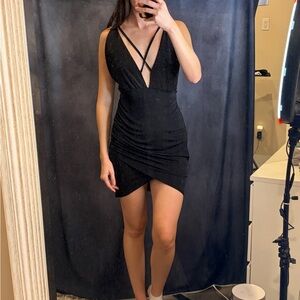 Chic Black Mini Dress with Strappy Detail